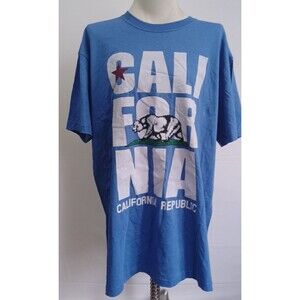California Republic Jumbo Print Blue T-Shirt Men's 4XL US Jeans Co New